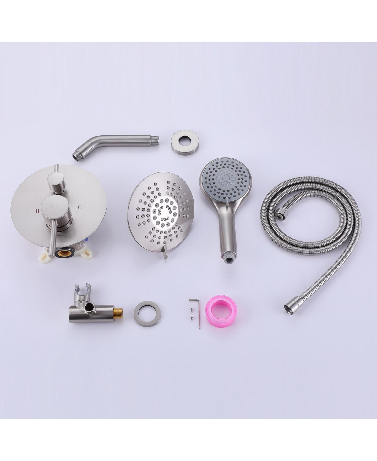 Single-Handle 2-Spray Round High Pressure Shower Faucet Brushed Nickel (Valve Included)