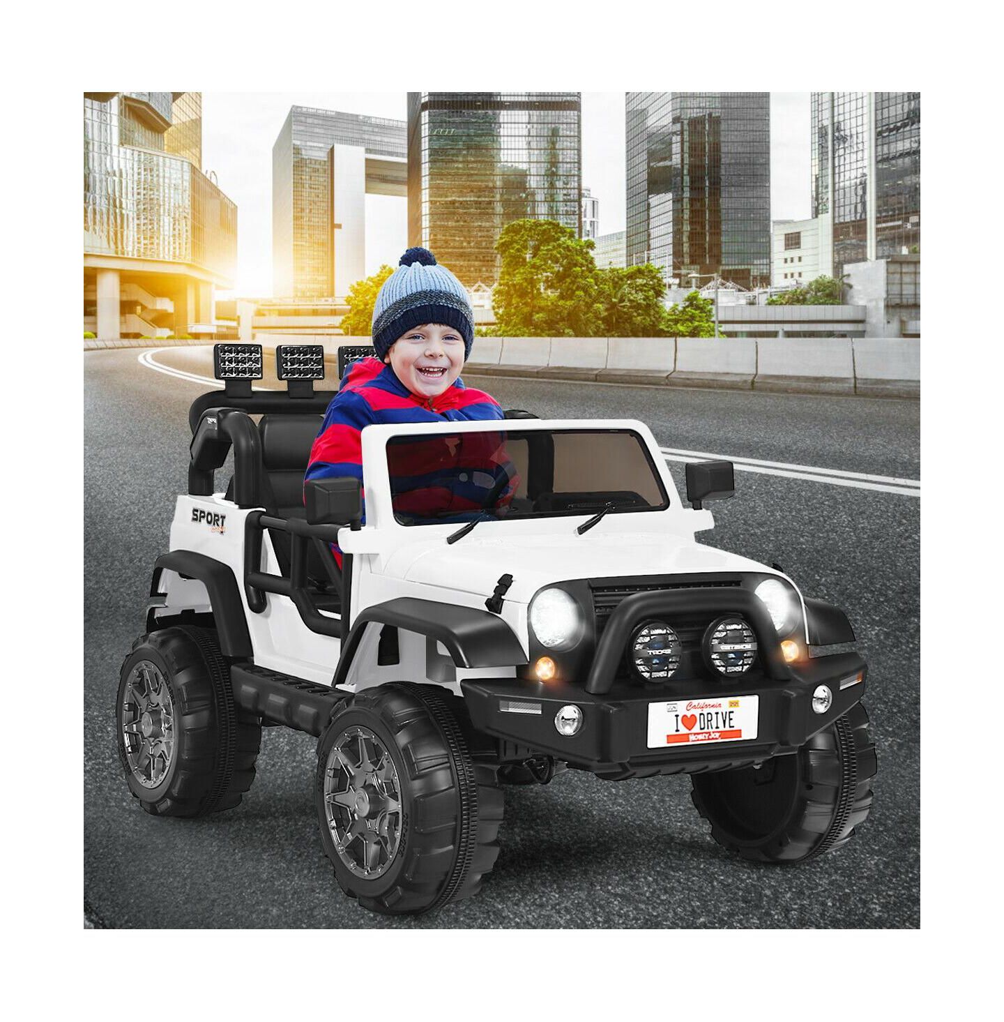 Детская игрушка HONGGE 12V Two-Seater Remote Control Ride-On Truck with LED Headlights, For 2 Players, Ages 3-7, цвет: Белый — фото 2