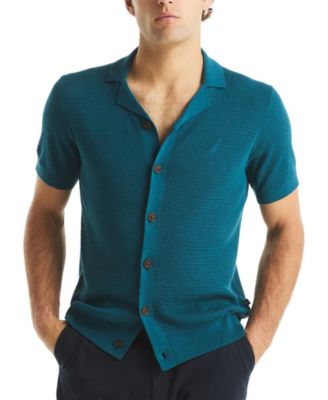 Nautica - Men's Short Sleeve Button-Front Camp Sweater