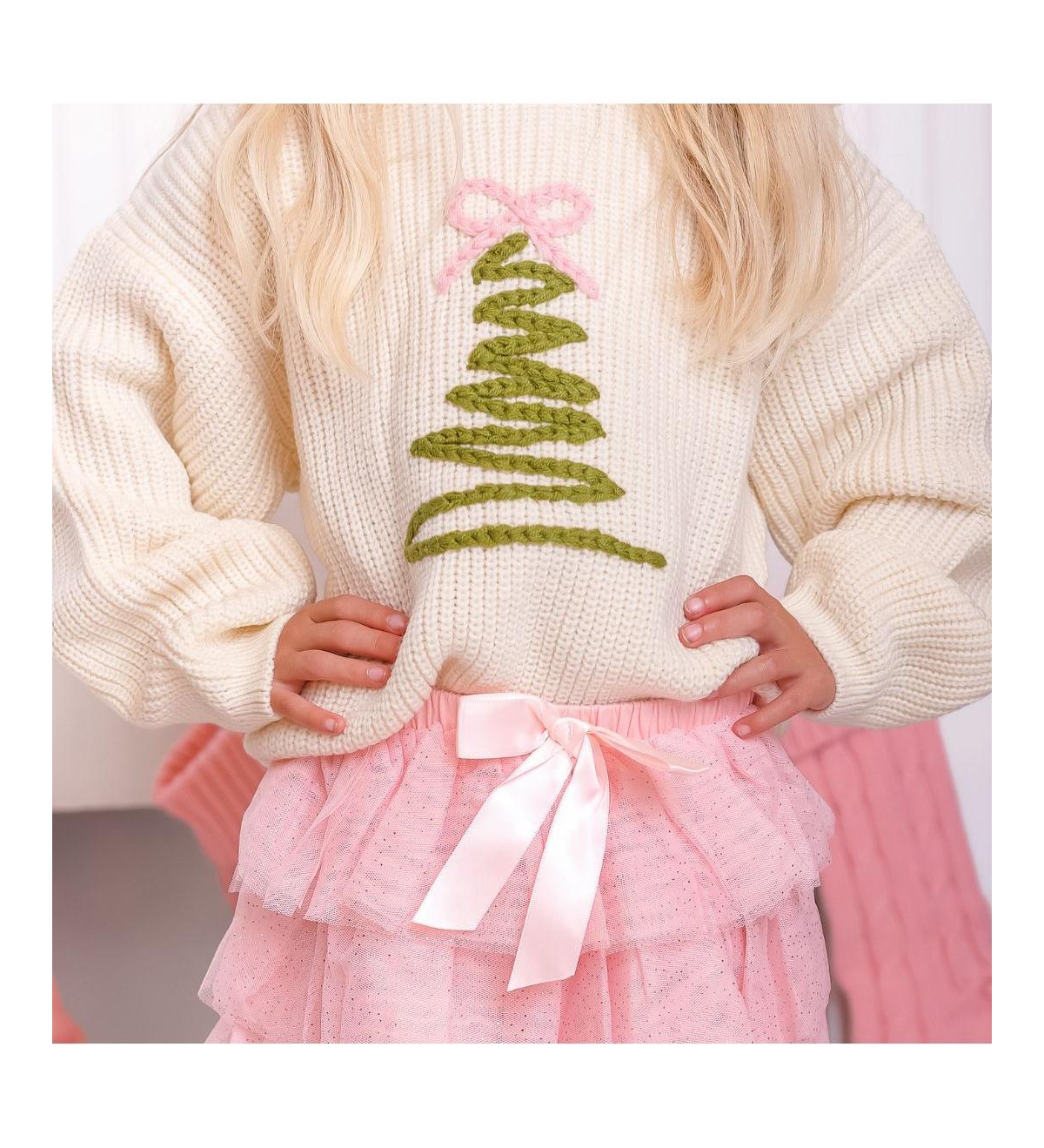 Sweet Wink Baby Girls Coquette Christmas Tree Knit Sweater