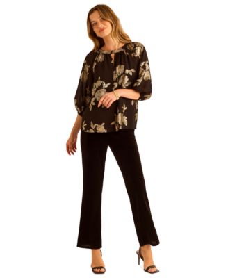 Women's Velvet Straight-Leg Pull-On Pants