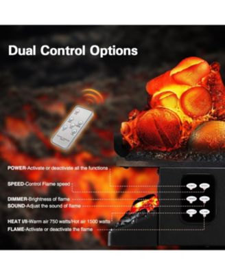 21 Inches Electric Fireplace Insert Log Heater with 5 Flame Brightness and 5 Flicker Speed, 750w/1500w