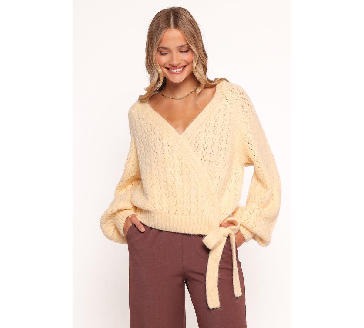 Petal and Pup Women's Etta Ballet Wrap Knit Sweater - Butter L