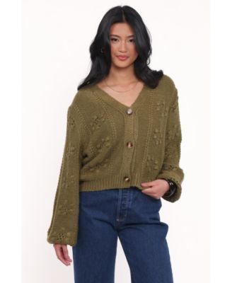 Women's Melody Textured Button Up Cardigan - Olive