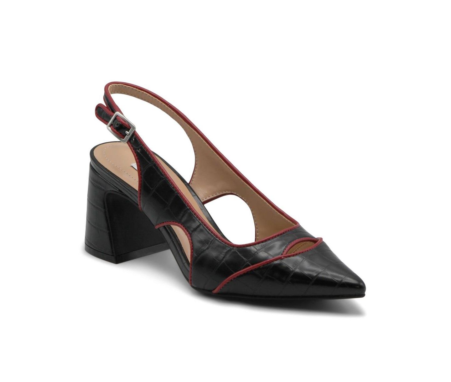 Женское платье Charles David Anstead Slingback Chunky Heel, цвет: Чёрный красный — фото 1