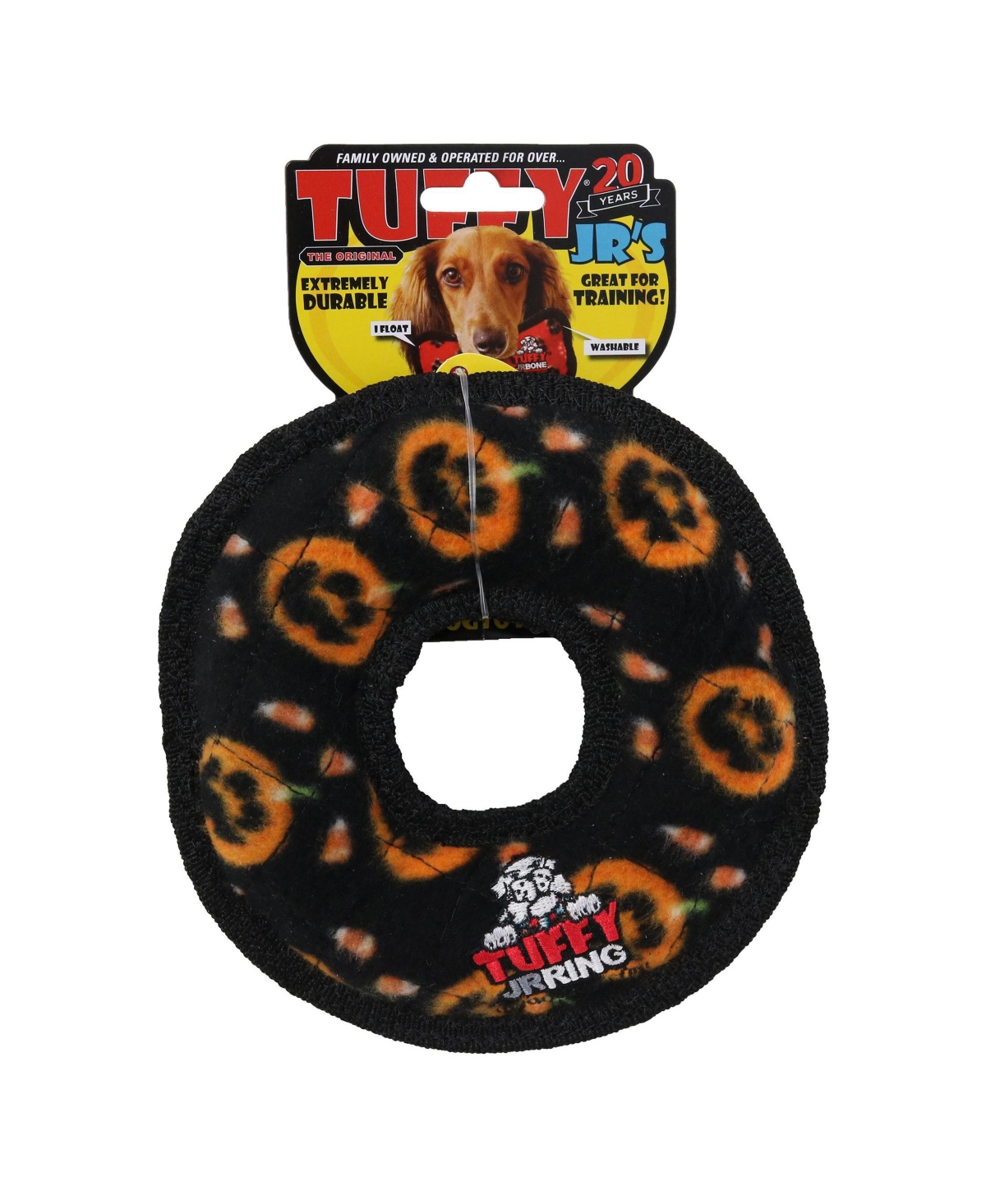 Tuffy Holiday Jr Ring Pumpkin 2 Pack , Durable Plush Squeaky Dog Toy