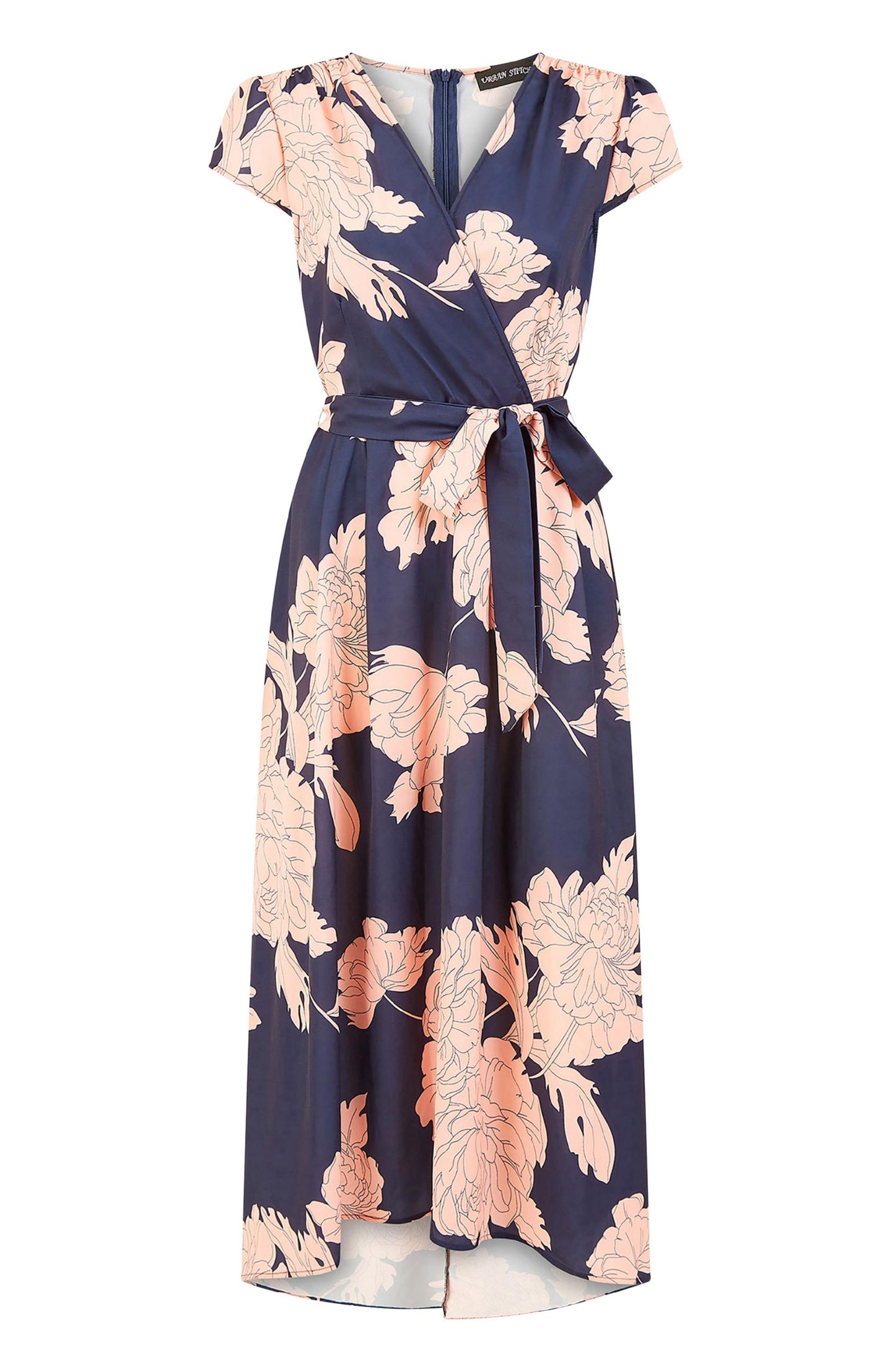 Женское платье Yumi Blossom Print Dipped Hem Wrap, цвет: Тёмно-синий — фото 7