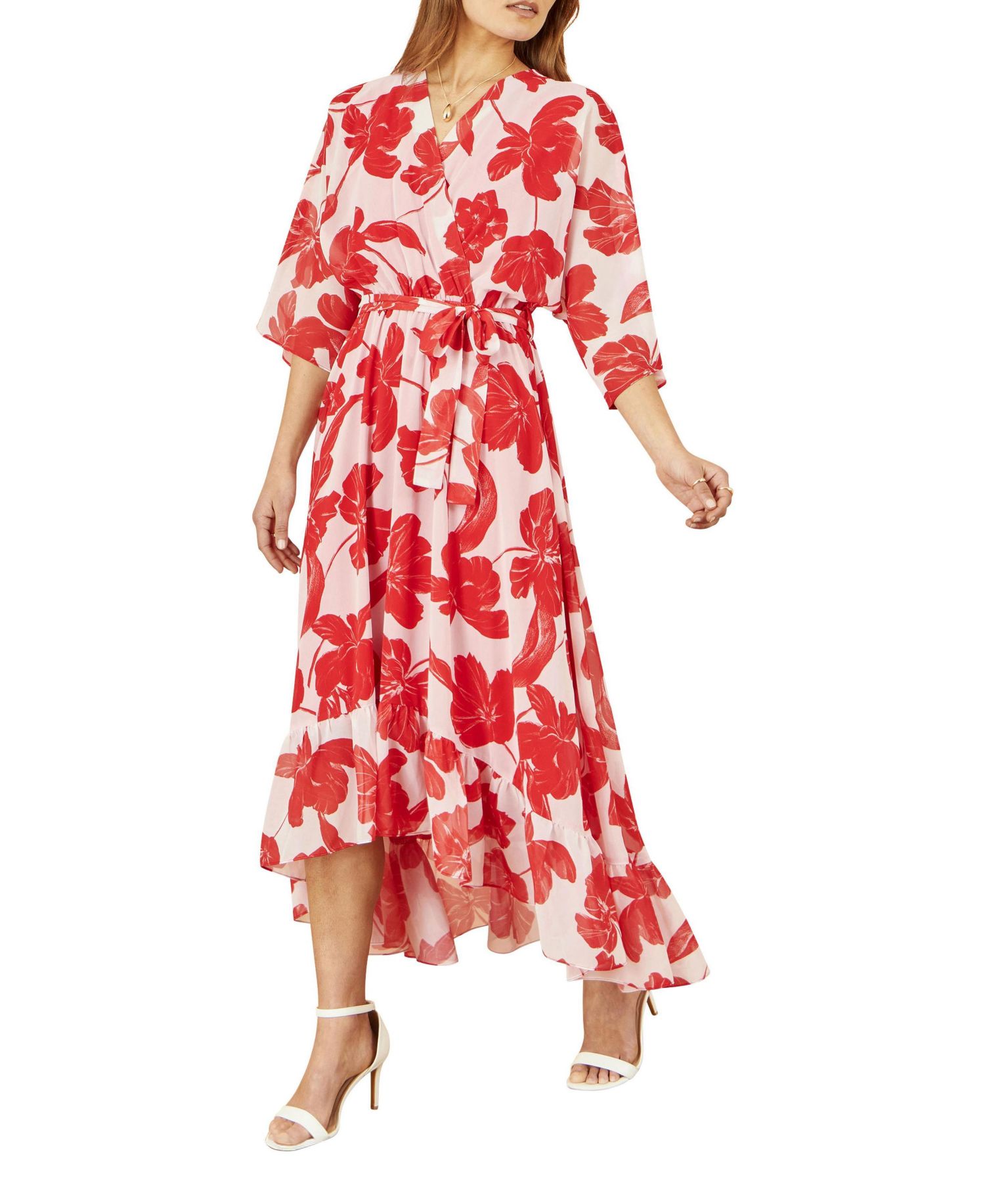 Women's Midi Dip Hem Wrap Dress