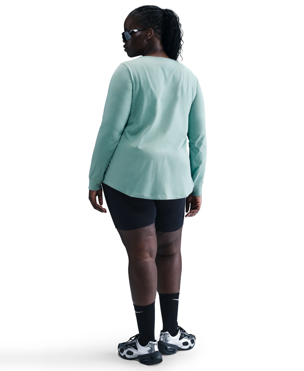 Nike Plus Size Sportswear Club Long-sleeve T-shirt In Green