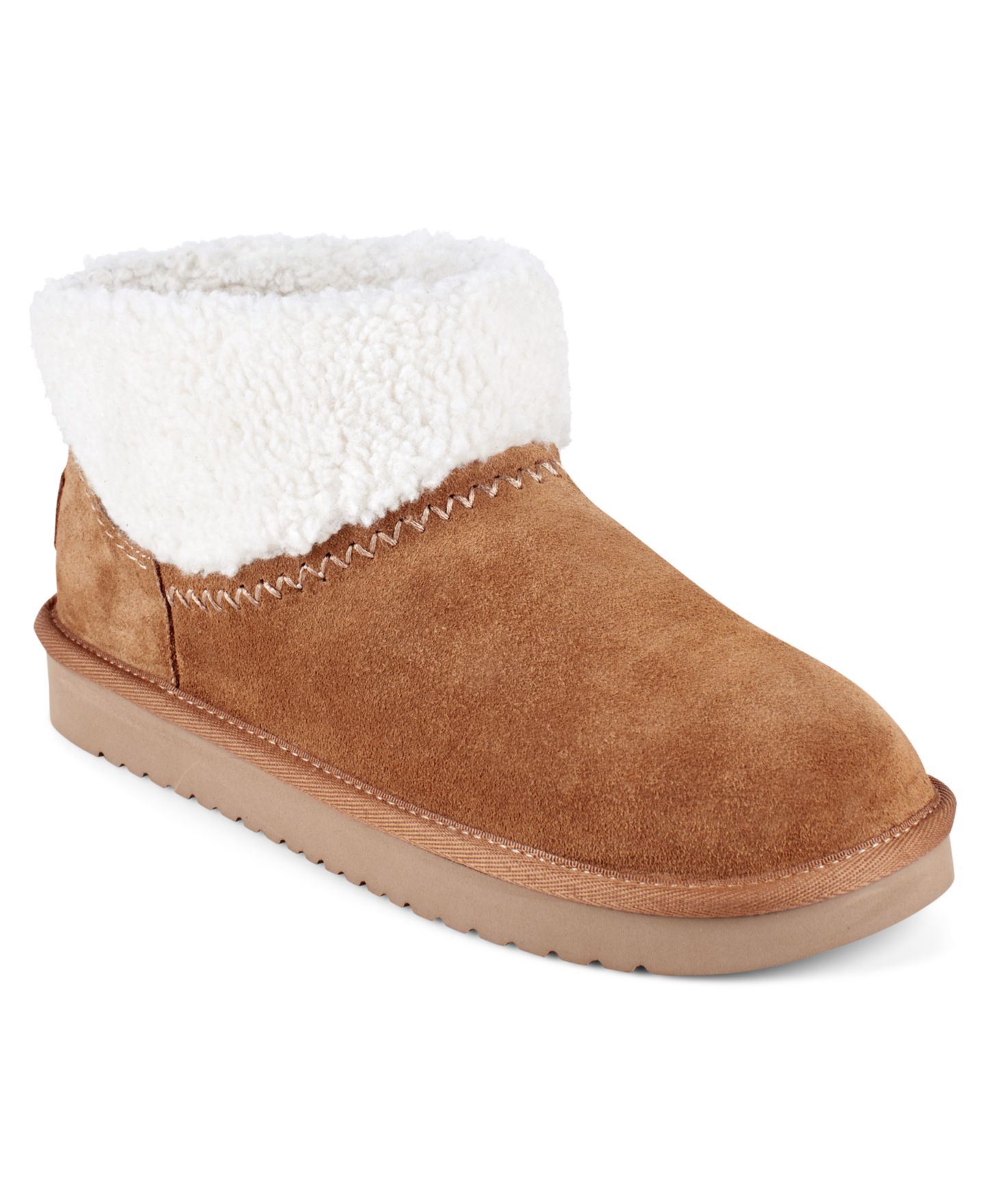 Женские ботинки Earth Wylson Round Toe Casual Cozy Booties, цвет: Коричневый замшевый — фото 1