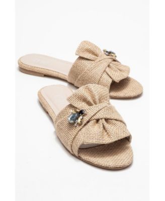 Daphne Raffia Bow Slide Sandal (Women)