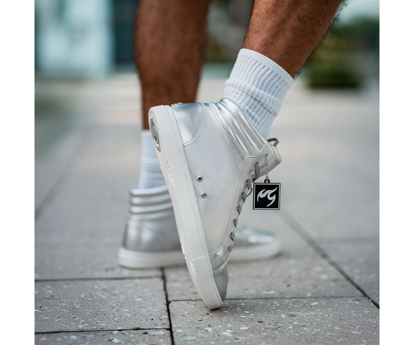 Мужские кроссовки Fuego Silver High-top, цвет: Серебряный — фото 2