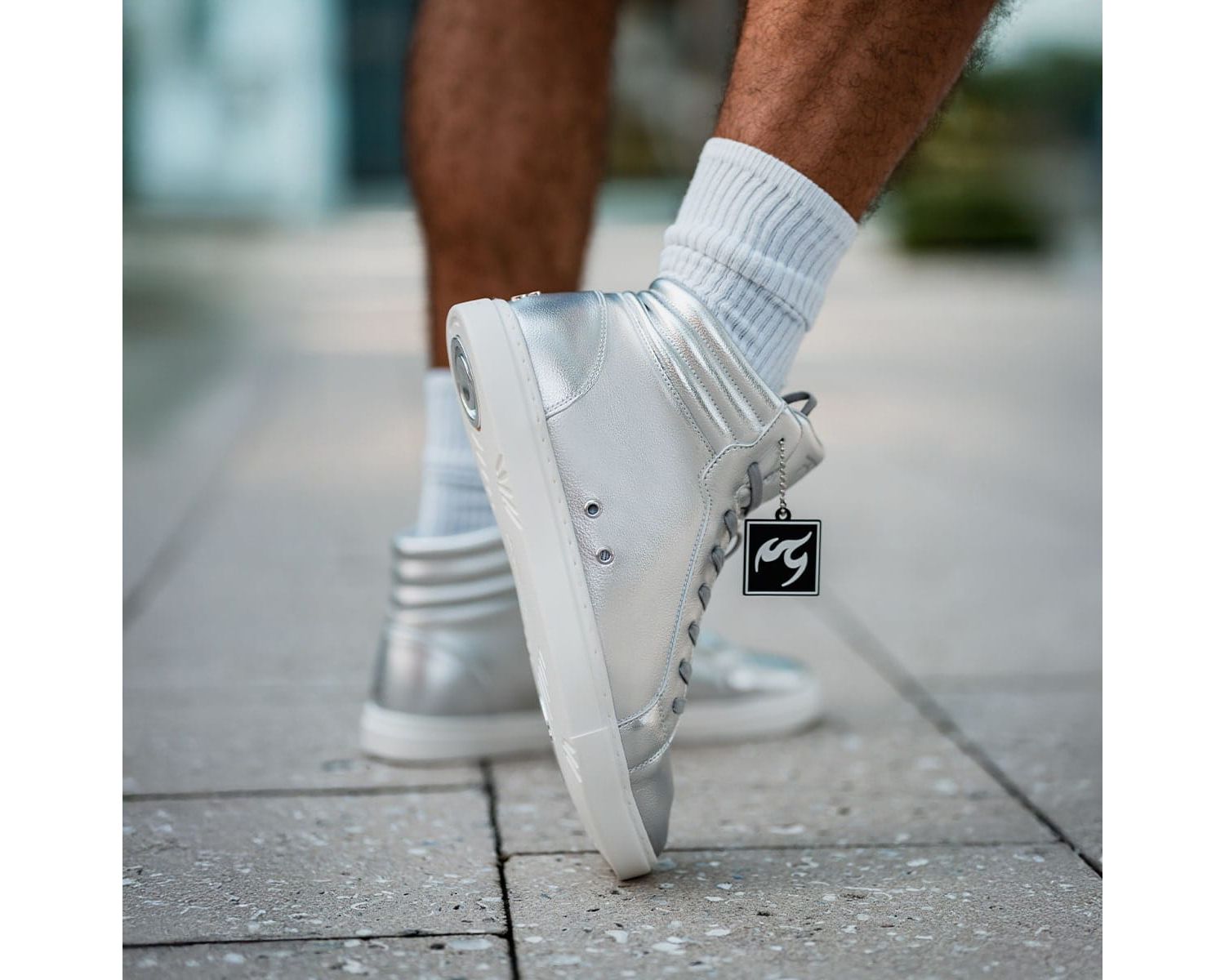 Men's Silver High-top Sneaker