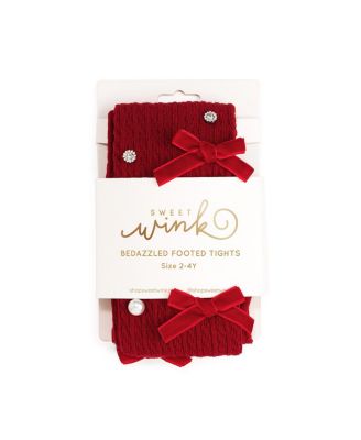 Little and Big Girls Ruby Red Bedazzled Tights