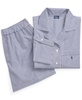 Women's 2-Piece Cropped Shirt and Boxer Shorts Pajama Set