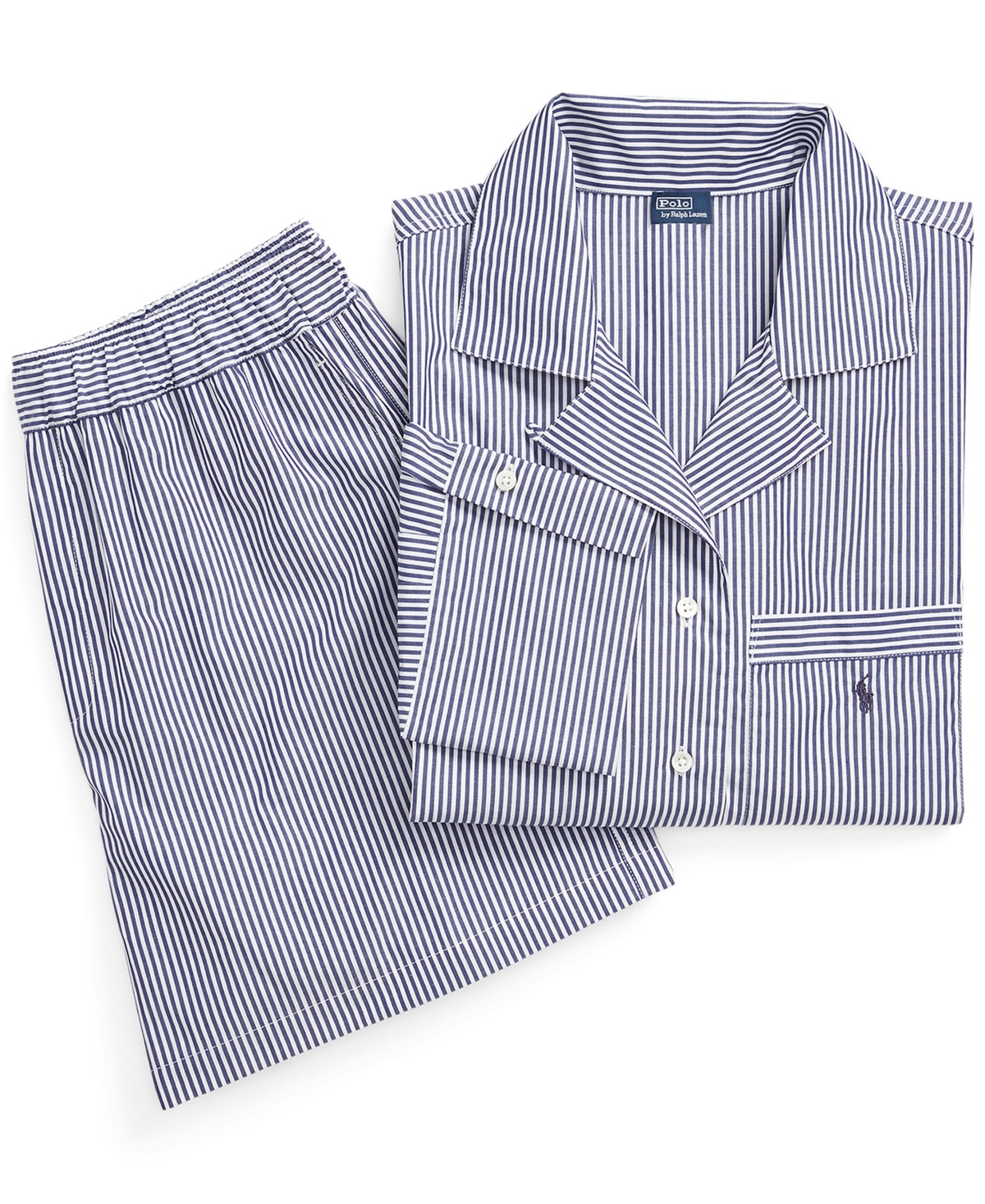 Polo Ralph Lauren Womens White Cloud X Hydrangea Stripe Long-sleeve Cotton Pyjama Set Xl In Blue