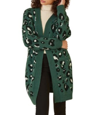 Women's Animal Intarsia Knit Long Cardigan
