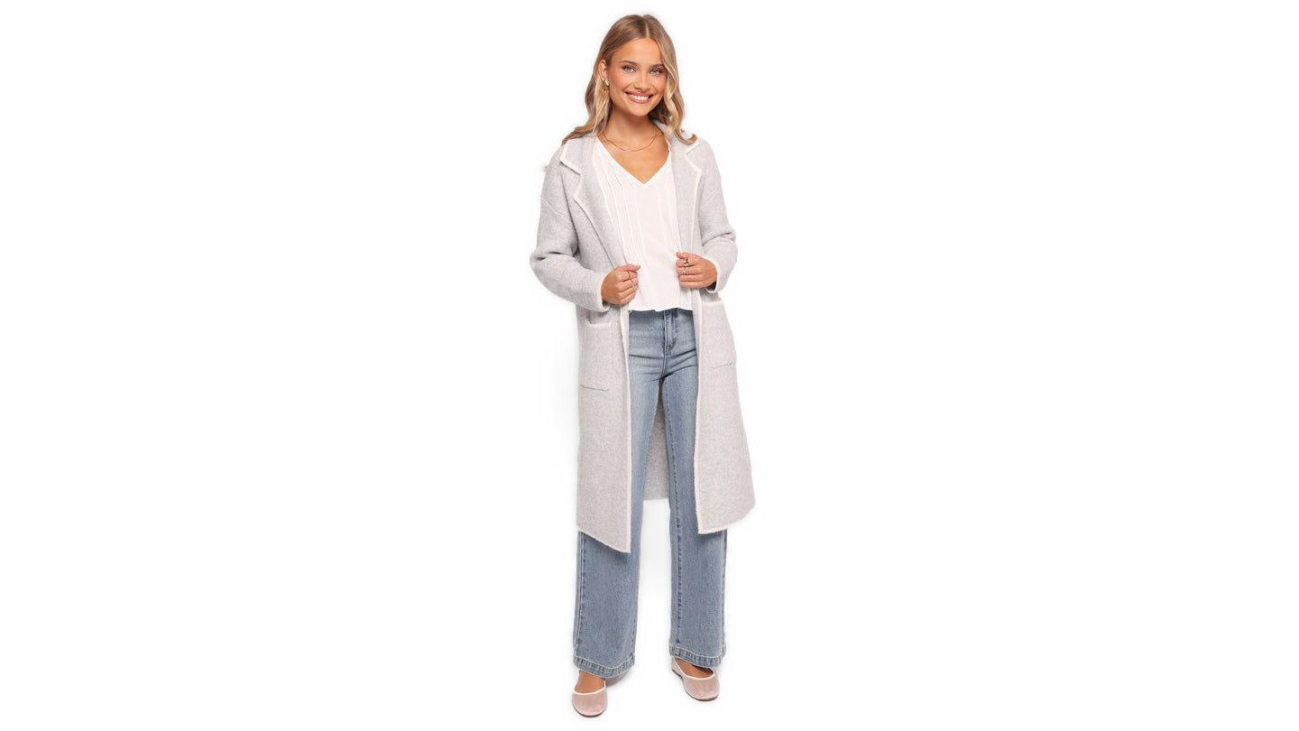 Женские куртки Petal and Pup Katia Contrast Trim Coatigan - Beige S/M, цвет: Серый — фото 2