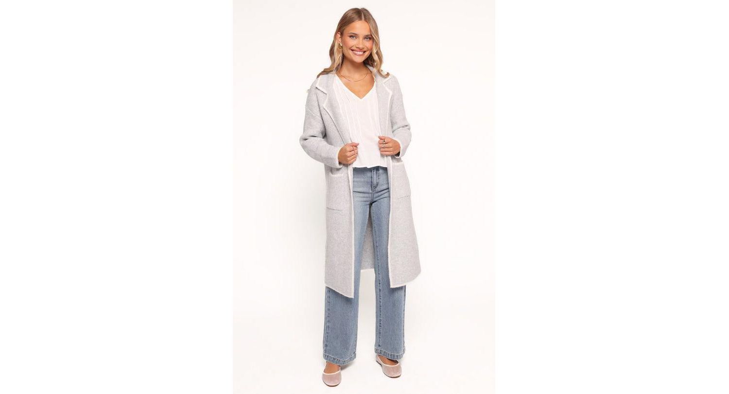 Women's Katia Contrast Trim Coatigan - Beige S/M