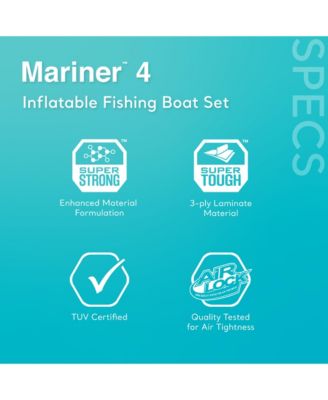 Mariner 4-Person Inflatable River Lake Dinghy Boat with Pump and Oars Set