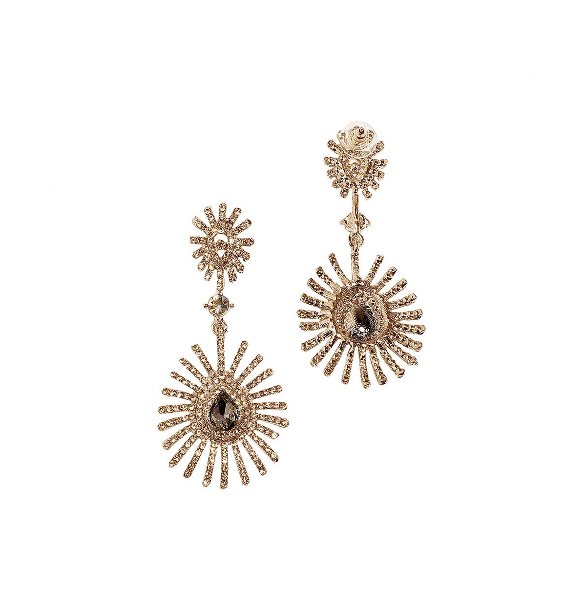 Sohi Maxi Crystal Drop Earrings In Gold