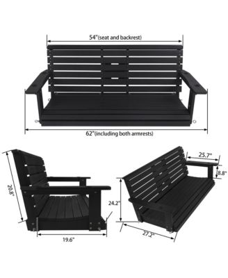Poly Lumber 3-Seater Porch Swing, HIPS 5-Feet Bench for Outdoor Patio Garden Yard
