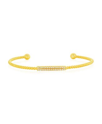 Sterling , CZ Bar Beaded Bangle