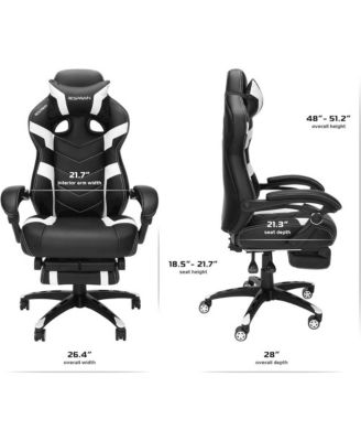 Gaming Chairs For Adults With Headrest Pillow - White