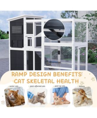 Large 4 Tiers Catio Outdoor Cat Enclosure with Weatherproof Roof