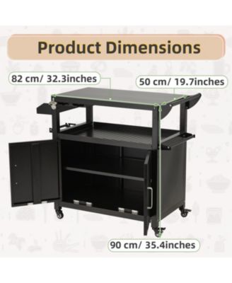 Outdoor Grill Table, 3-Tier Pizza Oven Stand Stainless Steel BBQ Prep Table