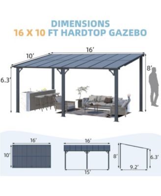 16'x10' Wall Mounted Gazebos Pergola