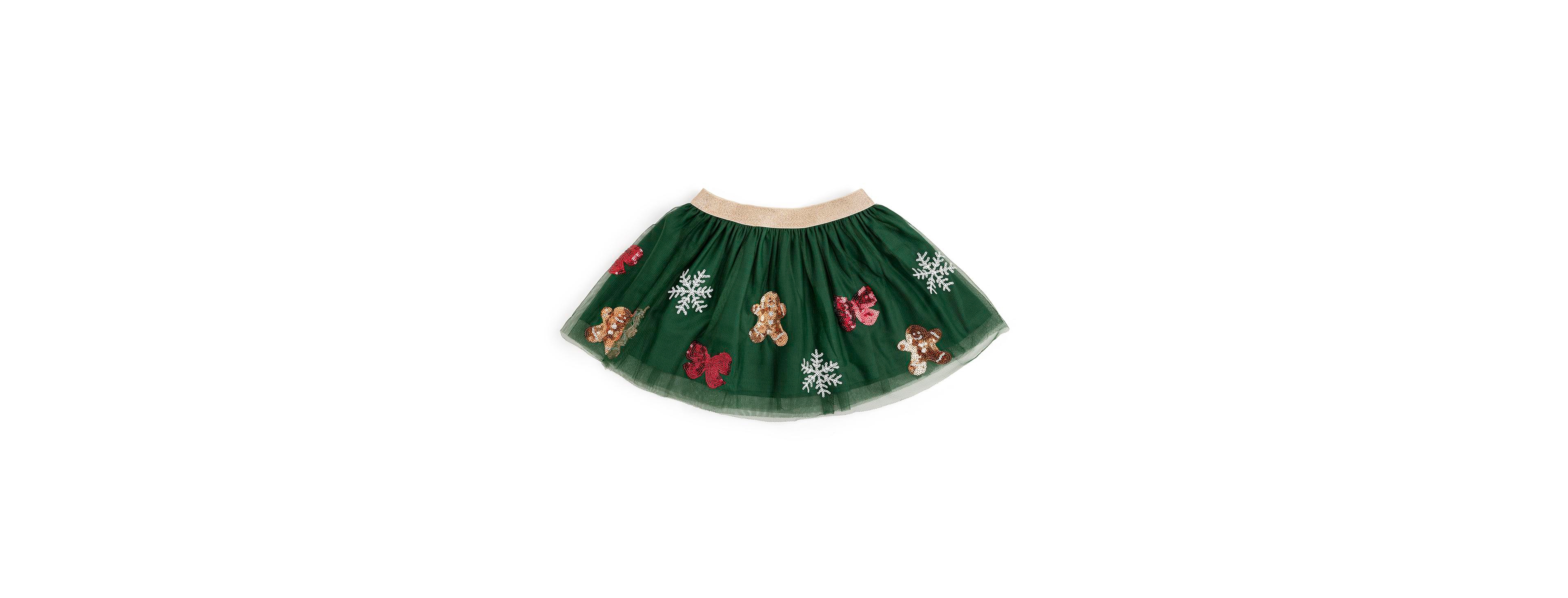 Sweet Wink Little and Big Girls Gingerbread Joy Sequin Christmas Tutu Skirt