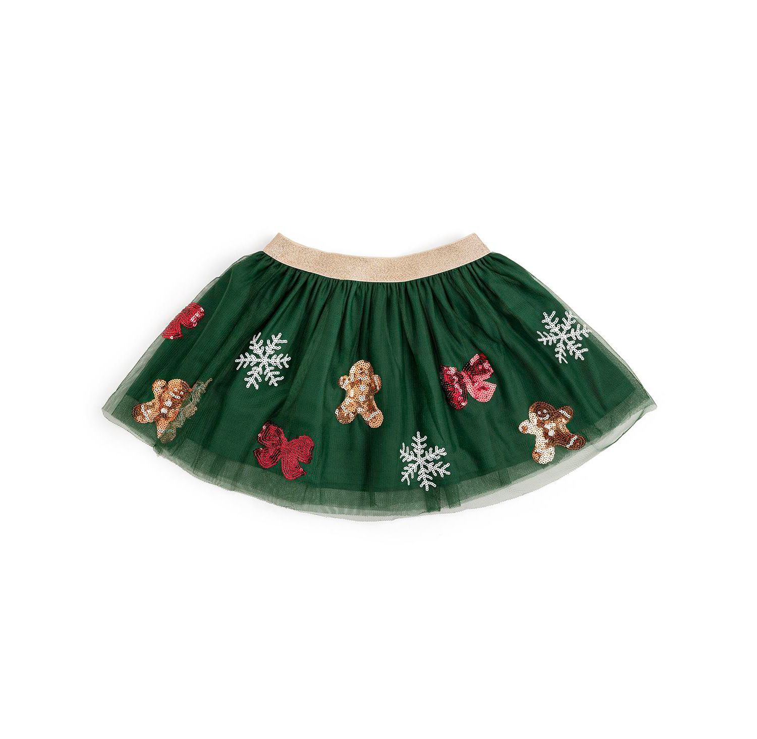Little and Big Girls Gingerbread Joy Sequin Christmas Tutu Skirt