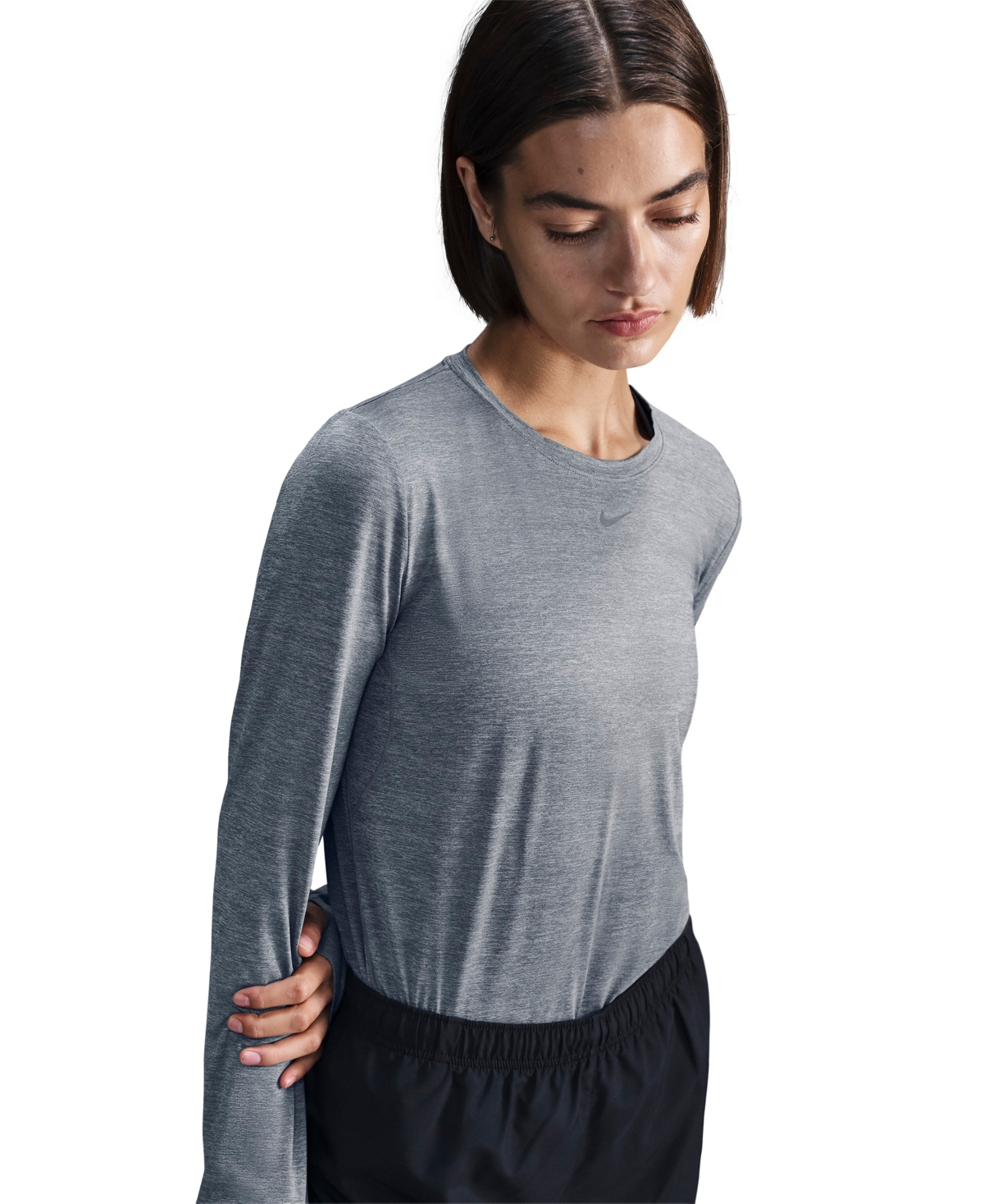 Nike Women's One Classic Dri-fit Long-sleeve Top In Gray