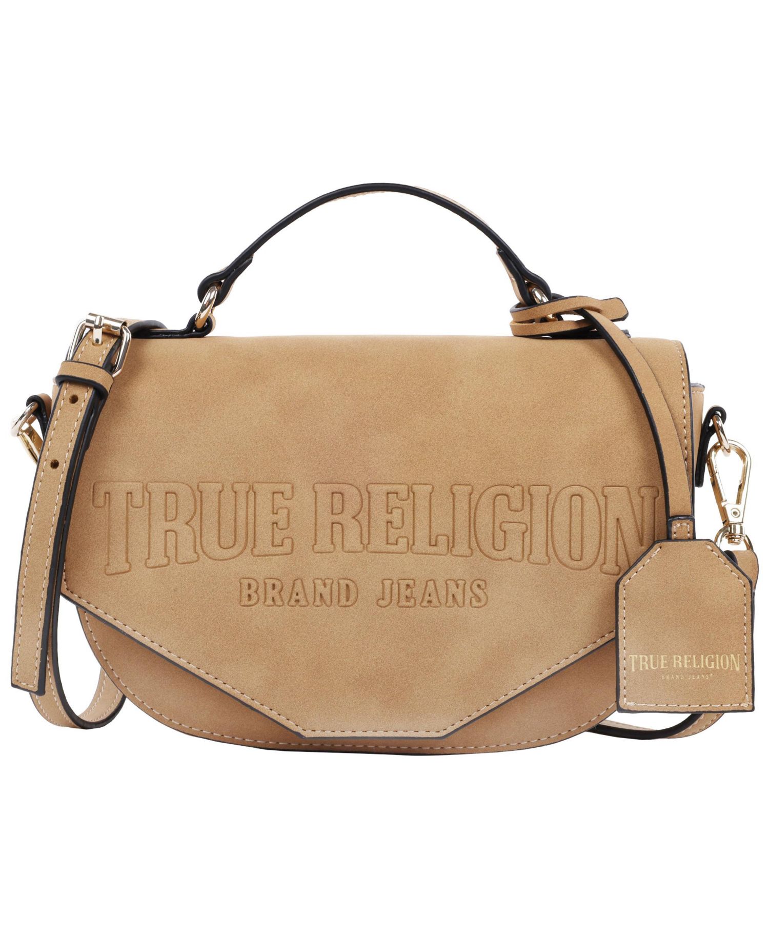 Trapunto Logo Suede Flap Crossbody
