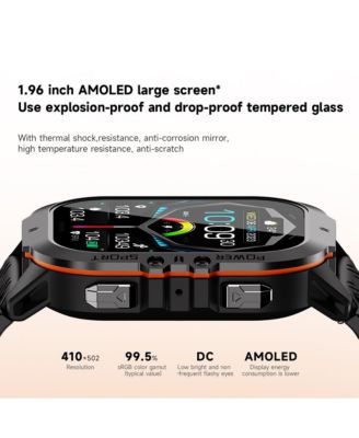 1.96'' AMOLED HD Large Screen Smart Watch For Men With Movement Call, Heart rate Blood oxygen Blood pressure monitoring, 1ATM -Blue line