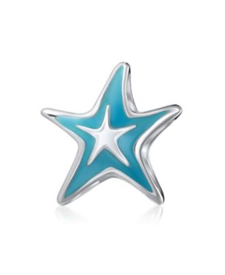 Set of 3 Nautical Travel Beach Blue Starfish & Cartoon Fish Glass Charm Bead for European Bracelets