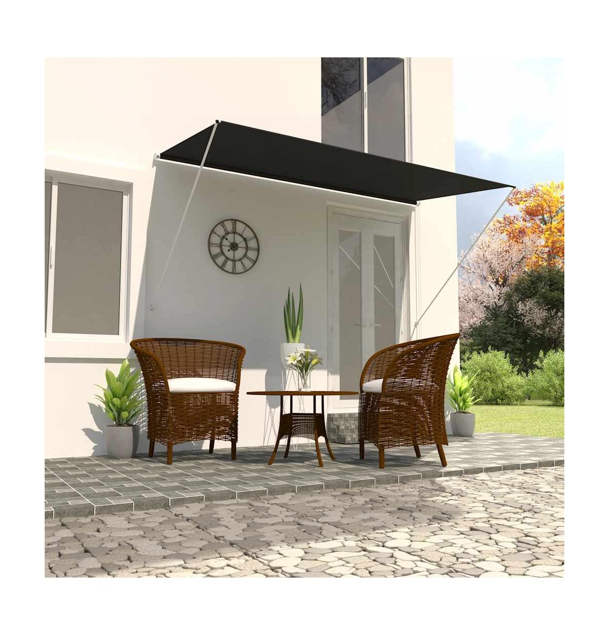 Awning Anthracite Steel frame, 100% polyester fabric with Pa coating