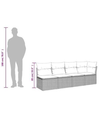 Garden Sofa Beige PE rattan 4-Seater Modular Garden Sofa
