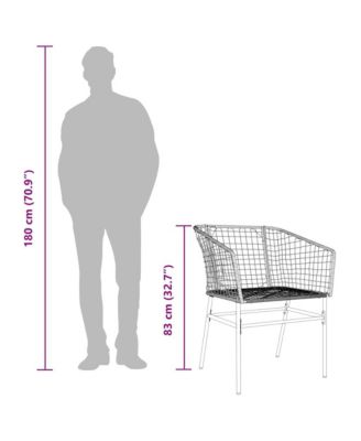 Garden Chair Black PE Rattan, Powder-Coated Steel Durable