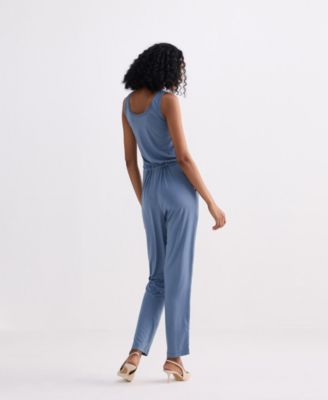 Women's Relaxed Drawstring Jumpsuit in Blue