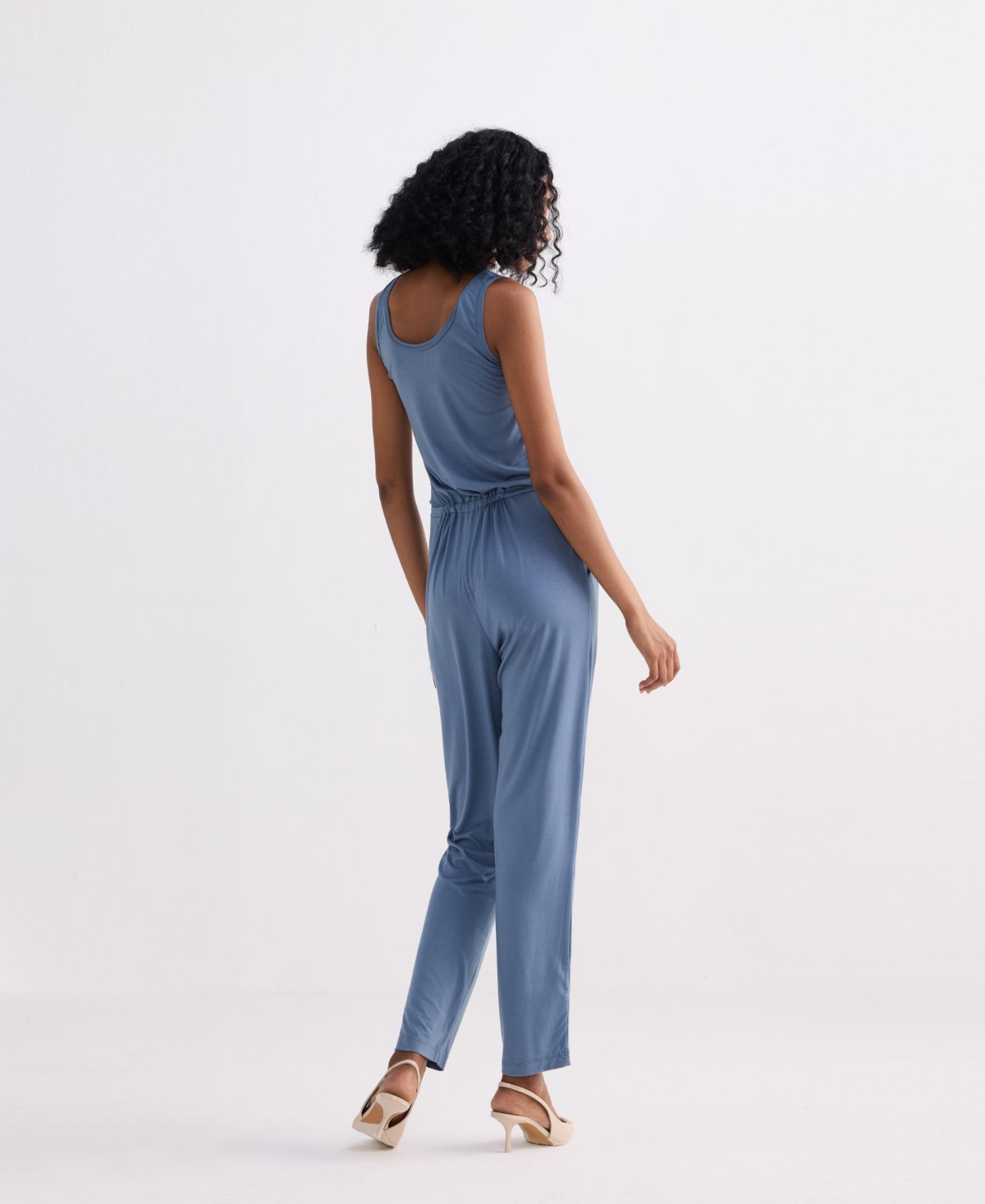 Reistor Women's Relaxed Drawstring Jumpsuit in Blue