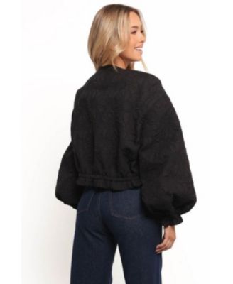 Women's Yuki Tonal Embroidered Flower Jacket - Black L