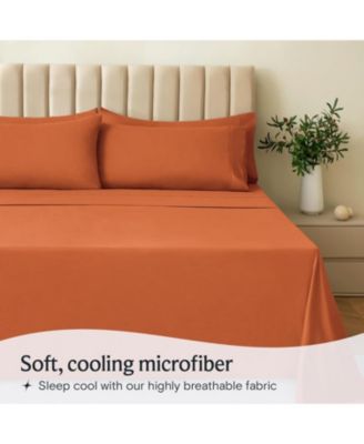 Microfiber Silky Soft Cooling 4-PC Deep Pocket Sheet Set, Queen
