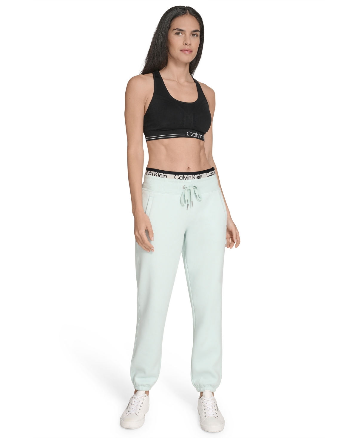 Calvin Klein Women's Performance Logo Stripe Jogger Sweatpants In Green