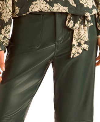 Women's Faux-Leather Wide Leg Pants