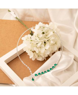 Women's Green Teardrop Bling Necklace