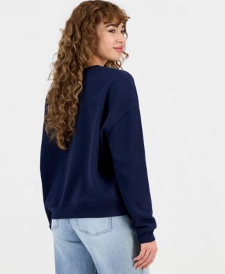 Juniors' Hello Kitty Glitter Fleece Crewneck Sweatshirt