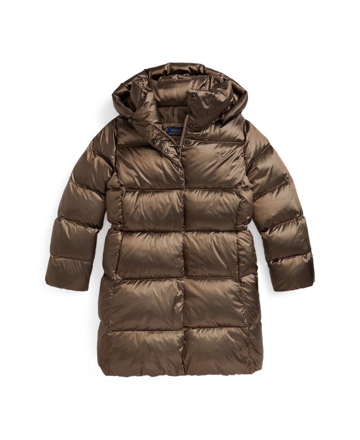 Polo Ralph Lauren Kids' Girls 7-16 Metallic Long Sleeves Outerwear Coat In Brown