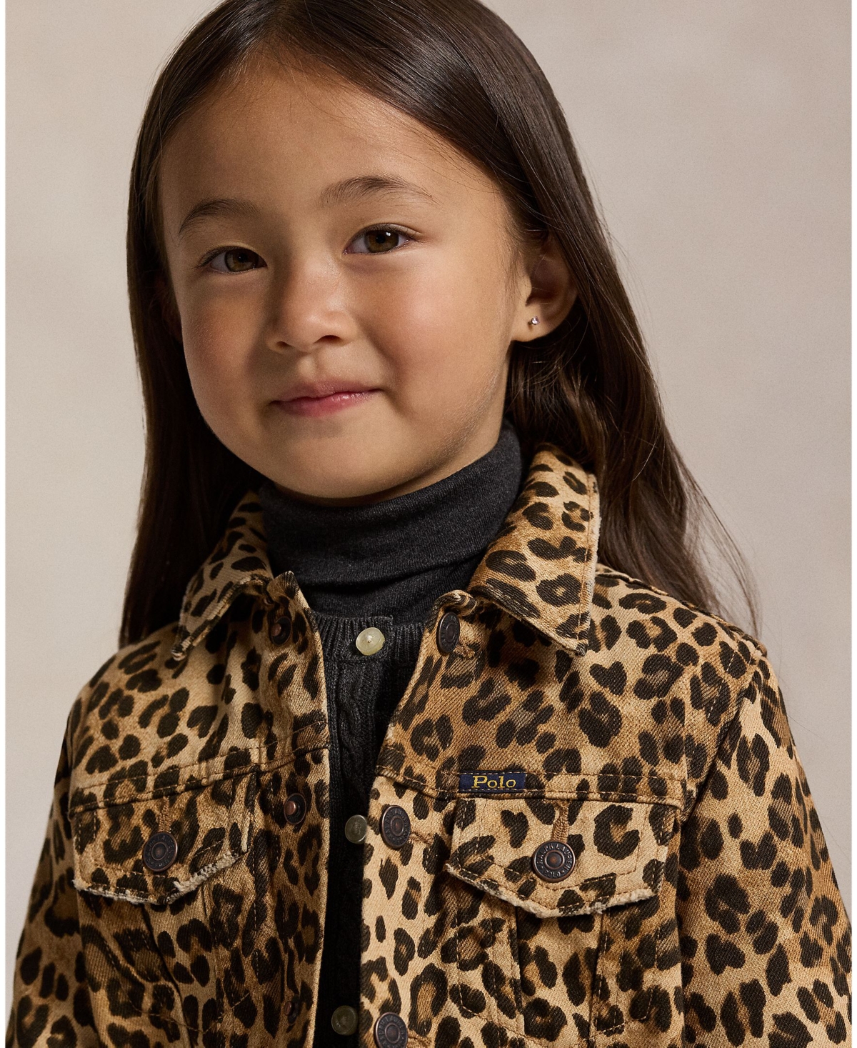 Polo Ralph Lauren Girls 2T-6X Leopard-Print Trucker Jacket